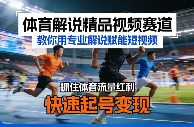 体育解说精品视频赛道，教你用专业解说赋能短视频，抓住体育流量红利，快速起号变现-温久网络