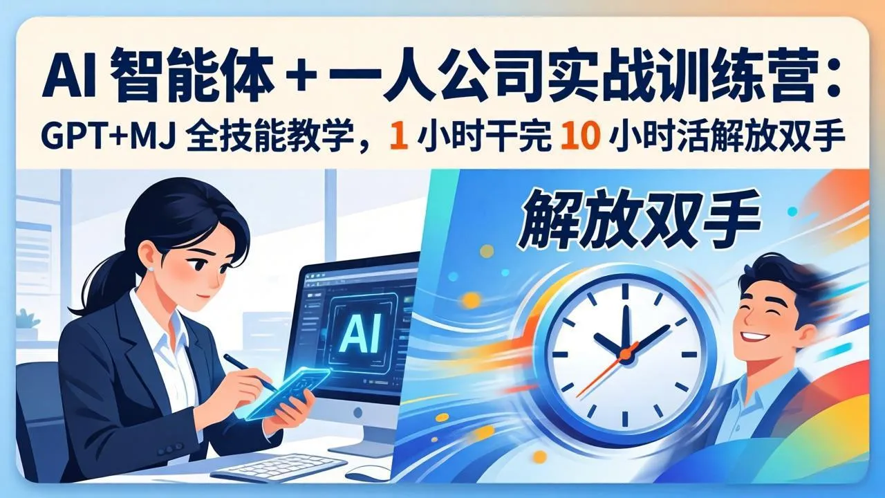 AI 智能体 + 一人公司实战训练营：GPT+MJ 全技能教学，1 小时干完 10 小时活解放双手-温久网络