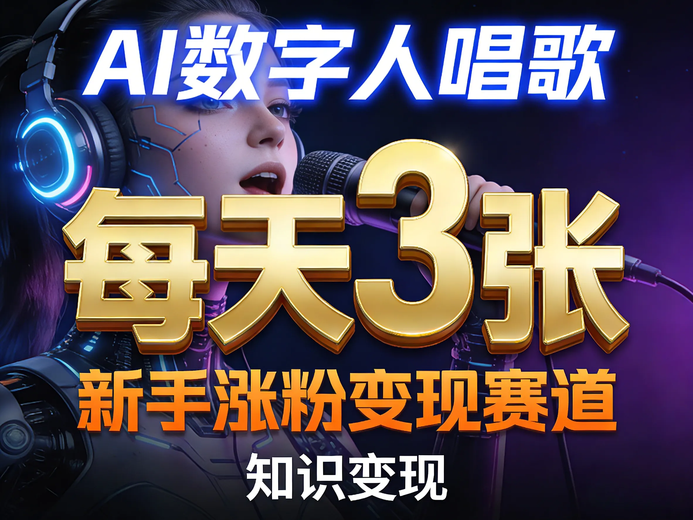 AI数字人唱歌，新手涨粉变现赛道，每天3张和知识付费，副业必备-温久网络