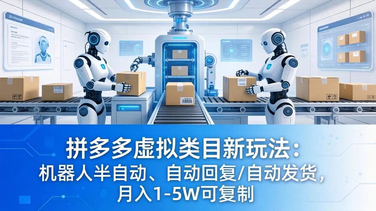 拼多多虚拟类目新玩法：机器人半自动、自动回复 /自动发货，月入 1-5W 可复制-温久网络